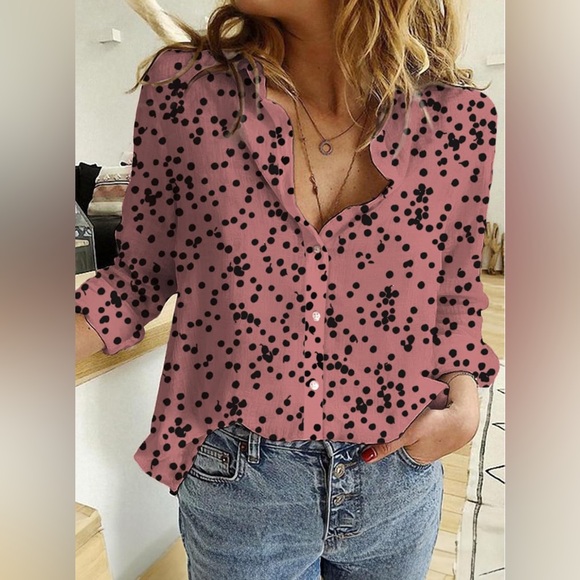 Dokotoo Casual V Neck Alicia Floral Print Long Sleeve Chiffon Button Down Size L - Picture 2 of 12